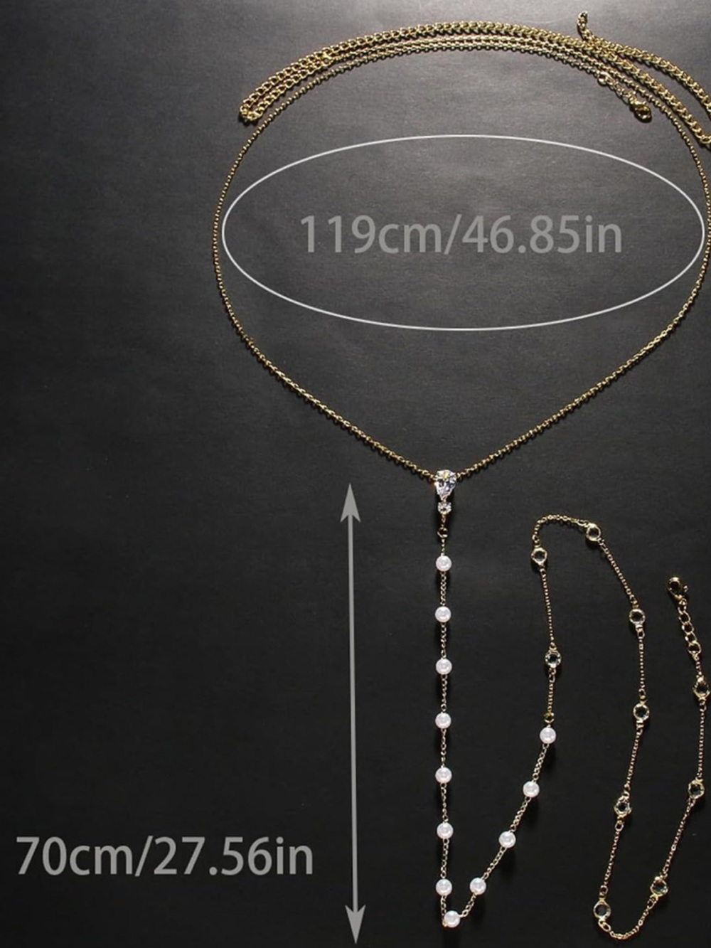 Gold Back-Drop Chain with Crystal Accents - Picture 7 of 10